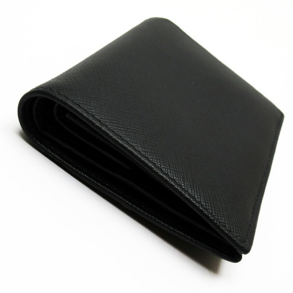 Prada black leather triangle Saffiano Wallet - Picture 1 of 3